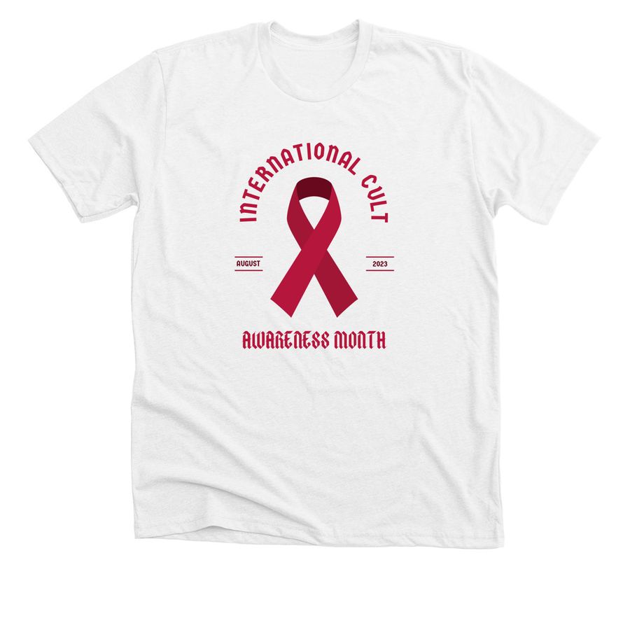This is the official t-shirt for the 2023 International Cult Awareness month. Limited. 